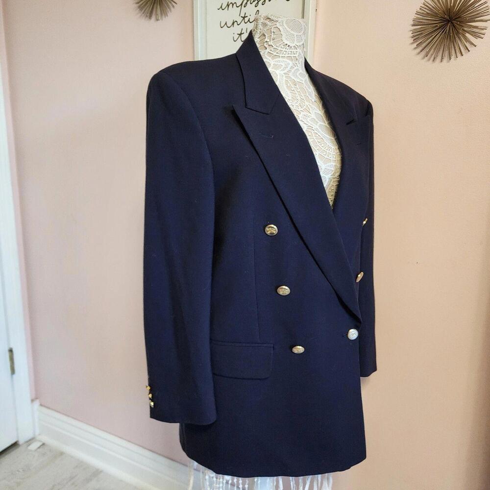 FIND Mens Freshly Laundered BURRBERRYS saks double breasted Navy blazer Large
